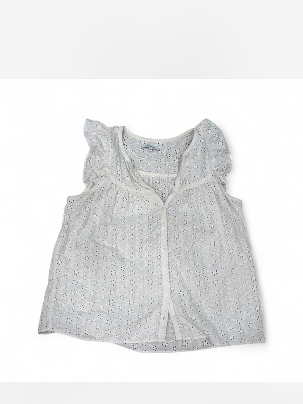 Madewell eyelet Flutter Sleeve Blouse - White 100% cotton Cottagecore beachy